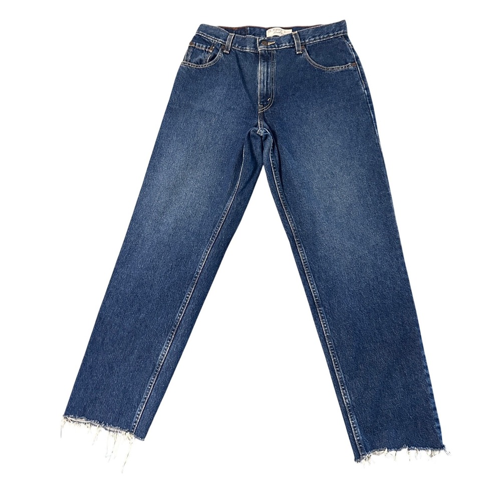 Levi Strauss Jeans Womens 12 Blue Signature Relaxed Fit High Waisted Frayed Hem